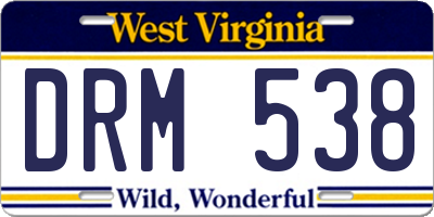 WV license plate DRM538