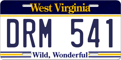 WV license plate DRM541