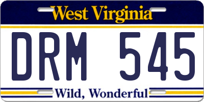 WV license plate DRM545