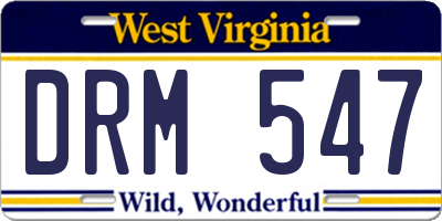 WV license plate DRM547