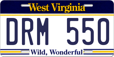 WV license plate DRM550
