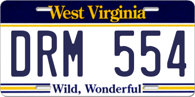 WV license plate DRM554