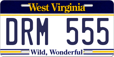 WV license plate DRM555