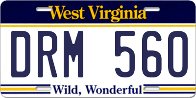 WV license plate DRM560
