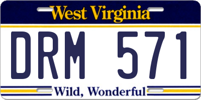 WV license plate DRM571