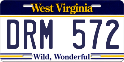 WV license plate DRM572
