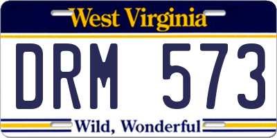 WV license plate DRM573