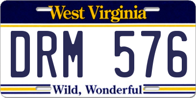 WV license plate DRM576