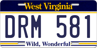 WV license plate DRM581