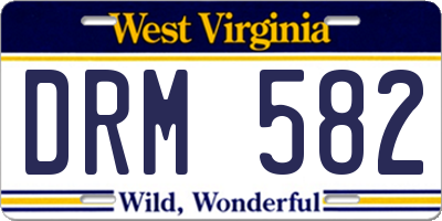 WV license plate DRM582
