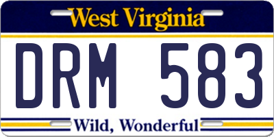 WV license plate DRM583