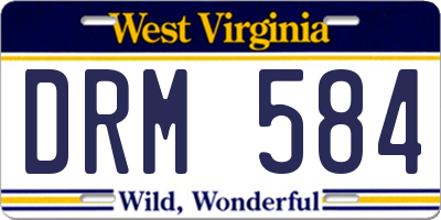 WV license plate DRM584
