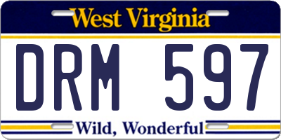 WV license plate DRM597
