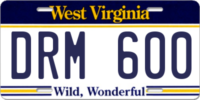 WV license plate DRM600