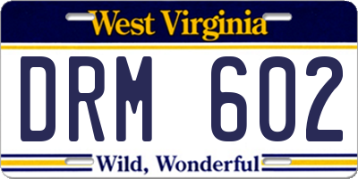 WV license plate DRM602