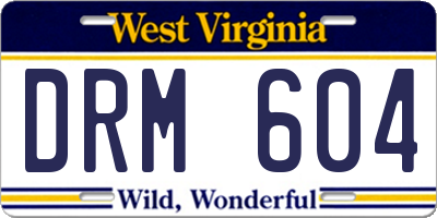 WV license plate DRM604