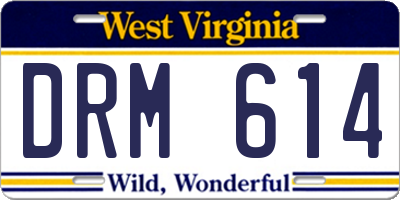 WV license plate DRM614