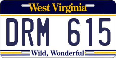 WV license plate DRM615