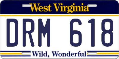 WV license plate DRM618