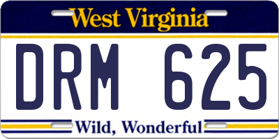 WV license plate DRM625