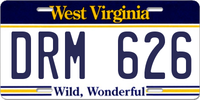 WV license plate DRM626