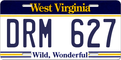 WV license plate DRM627