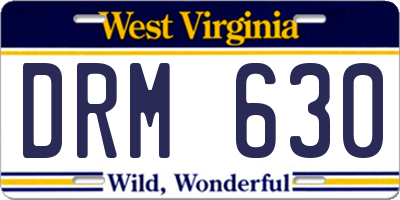 WV license plate DRM630