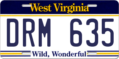 WV license plate DRM635