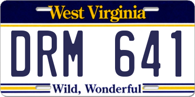 WV license plate DRM641