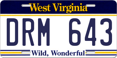 WV license plate DRM643