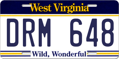 WV license plate DRM648