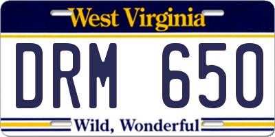 WV license plate DRM650