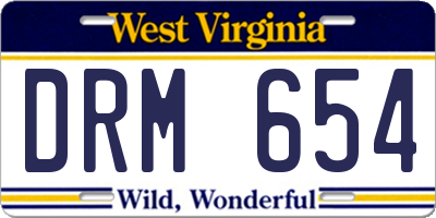 WV license plate DRM654