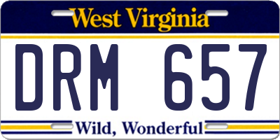 WV license plate DRM657