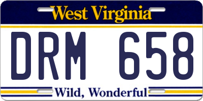 WV license plate DRM658