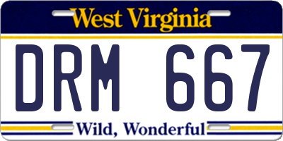 WV license plate DRM667