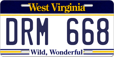 WV license plate DRM668