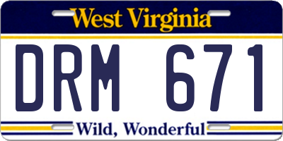WV license plate DRM671