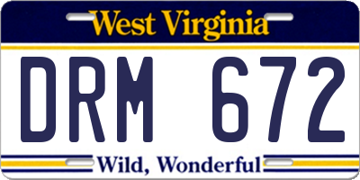 WV license plate DRM672
