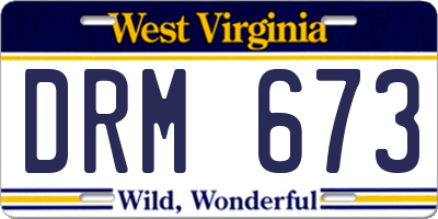 WV license plate DRM673