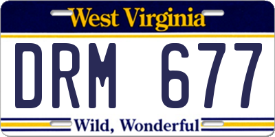 WV license plate DRM677
