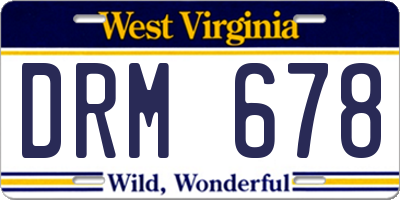 WV license plate DRM678
