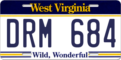 WV license plate DRM684