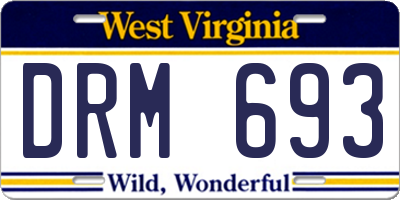 WV license plate DRM693