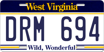WV license plate DRM694