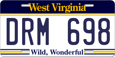WV license plate DRM698
