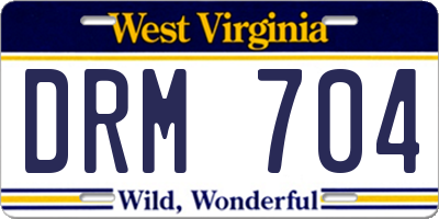 WV license plate DRM704