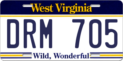 WV license plate DRM705