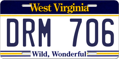 WV license plate DRM706