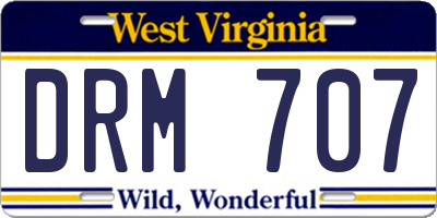 WV license plate DRM707